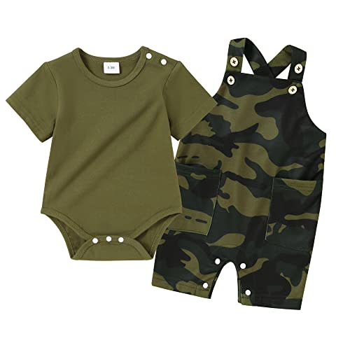 YALLET Baby Boy Clothes Infant Boy Summer Outfits 3 6 12 18 Months Romper+Bib Suspender Shorts Bodysuit Overalls Set