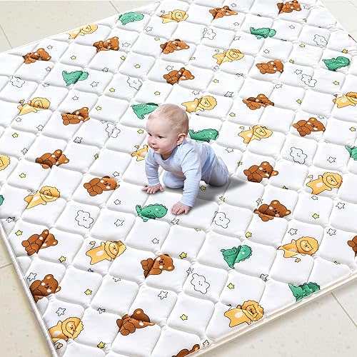 Premium Foam Baby Play Mat 71" X 59", Extra Large Soft Thicker Activity Playmats for Babies, Toddlers, Infants, Play & Tummy Time, Foldable & Machine Washable Baby Mat for Floor