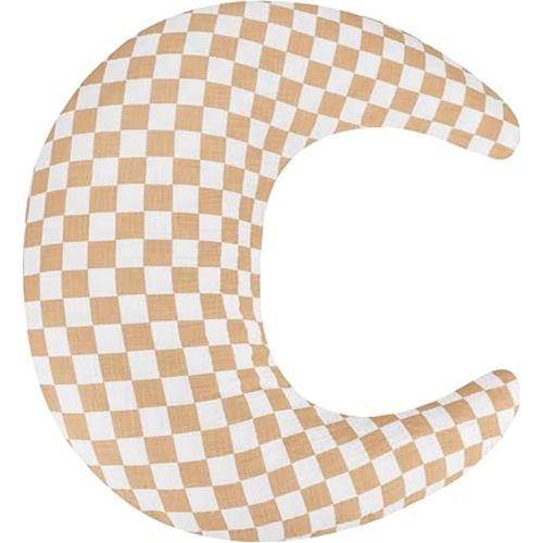 SWESEN Nursing Pillow Cover, Soft Removable Cover for Breastfeeding Pillows, Pillow Slipcover for Baby Boys and Girls, Comfortable & Breathable,Sand-Colored Plaid, Washable (Only Cover)