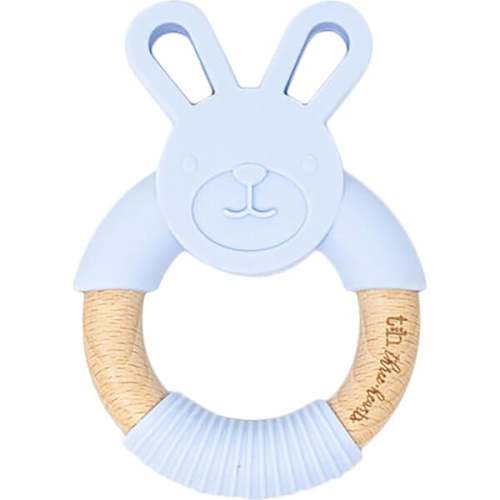 Bunny Teether, Baby Blue - Three Hearts | Maisonette