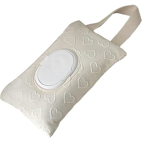 REDYY Modern White Cloth Tissue Box Organizer for Stroller, Diaper Bag, Travel