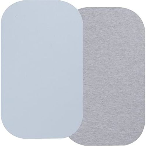 100% Organic Cotton Bassinet Sheets Compatiable with Baby Delight Beside Me Dreamer Bassinet & Mika Mikcy Bedside Sleeper, 2 Pack Jersey Knit Fitted Sheet for Baby Boy and Girl, Grey and Pastel Blue