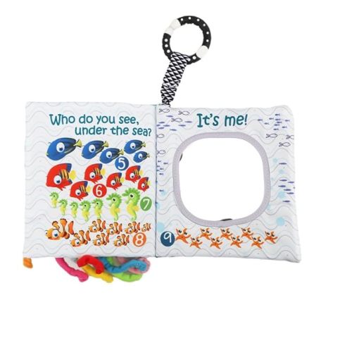 bebe mondo Fish Baby Book 0-6 Months, Touch Feel Cloth Crinkle Books