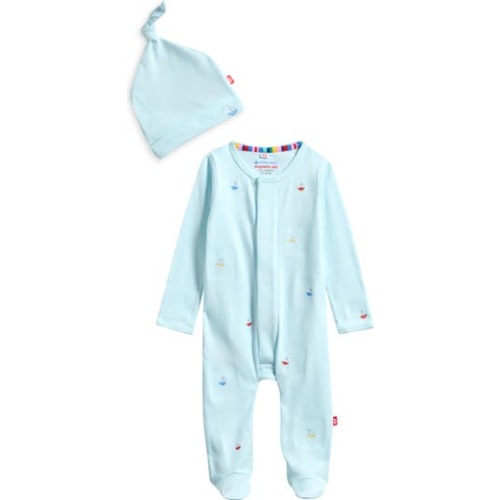 Magnetic Me Sailboat Organic Cotton Footie & Hat Set | Nordstromrack