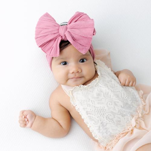 Big Bow Baby Headband, Large Bow Girls Head Wrap, Infant Bow, Baby Girl Hair Bows, Toddler Bows, Nylon Cable Knit Bow Headband EVA