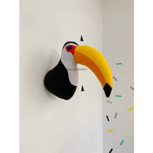 Tucan faux taxidermy/ Felt animal head / wall decor / baby room / safari decor / nursery decor / stuffed animals