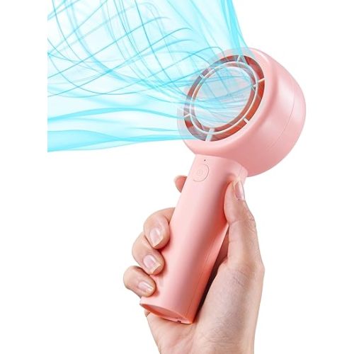 Aecooly Portable Handheld Turbo Fan [16H Max Cooling Time], 5 Speeds USB Rechargeable Mini Personal Battery Operated Small Pocket Cooling Fan GIfts for Women, Travel, Home, Office, Beach, Lash -Pink