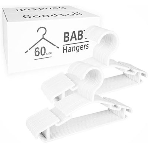 GoodtoU Plastic Kids Hangers, 60 Pack, White, Lightweight, Suitable for 0-6 Years, Holds Clothes and Organizes Closets
