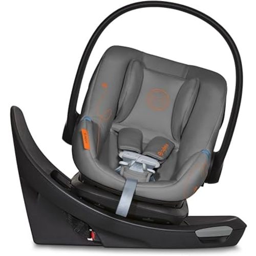 Cybex Aton G Swivel Infant Car Seat with 180-Degree Rotate, Linear Side-Impact Protection, 11-Position Headrest, SensorSafe & Safelock Base, Lava Grey