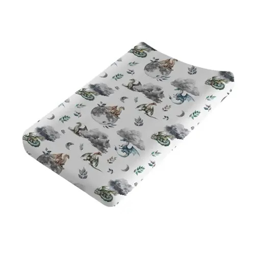 Watercolor Dragons Fairytale Baby Changing Pad Covers Dragon Wings Leaves Moon Clouds Diaper Changing Table Sheets for Boy Girl Soft Breathable Stretch Diaper Change Pad Table Covers Mats 32''x16''