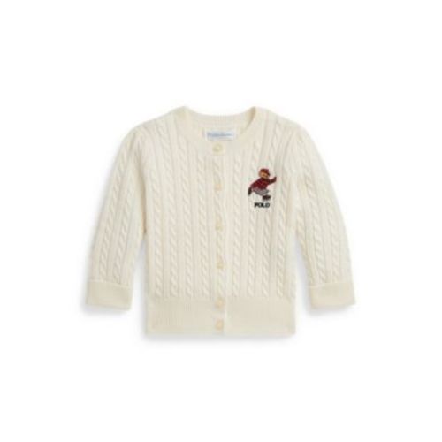 Baby Girls' Bear Mini-Cable Knit Sweater