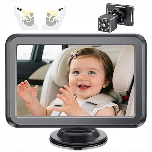 Itomoro Baby Car Mirror, Back Seat Baby Car Camera with HD Night Vision Function Display, Reusable Sucker Bracket, Wide View, 12V Cigarette Lighter, Easily Observe The Baby’s Move