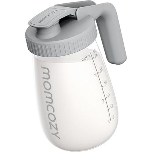 Momcozy Breast Milk Pitcher, Resistant to Heat and Cold Abrupt Temp Swings, No Leak Breast Milk Fridge Storage Container With Wide Mouth, Fast Baby Formula Maker, Breastfeeding Essentials, Grey