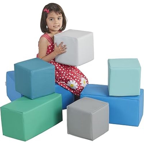 ECR4Kids Softzone Foam Big Building Blocks, Soft Play for Kids, Contemporary (7-Piece Set)