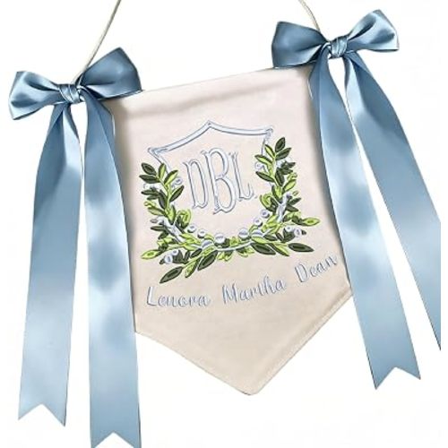 Personalized Baby Welcome Banner Embroidered Door Sign Baby Shower Decor