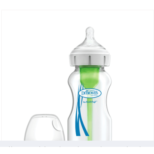 Dr. Brown’s Natural Flow® Anti-Colic Options+™ Wide-Neck Glass Baby Bottle, with Level 1 Slow Flow Nipple