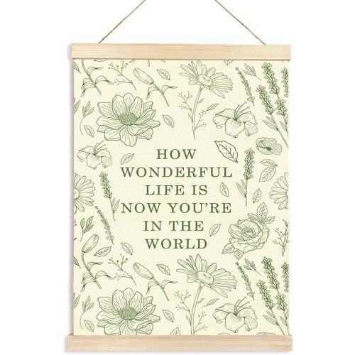 Hiuwevt Floral Nursery Wall Art, Sage Green Boho Poster Hanger Frame, Kids Room Decor, Neutral Baby Shower Newborn Wall Art Decor for Toddler Girls Room Home Bedroom, 12x16 Inch