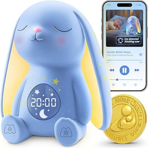 2025 Mom's Choice Awards | White Noise Sound Machine Baby with Night Light, Cry Detection,100 Soothing Sounds, App Control, 150% Battery Life, 50% Faster Sleep, Newborn Essentials