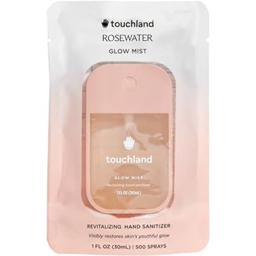 Touchland Glow Mist Revitalizing Hand Sanitizer Spray, Rosewater scented, 1FL. OZ. Travel Size