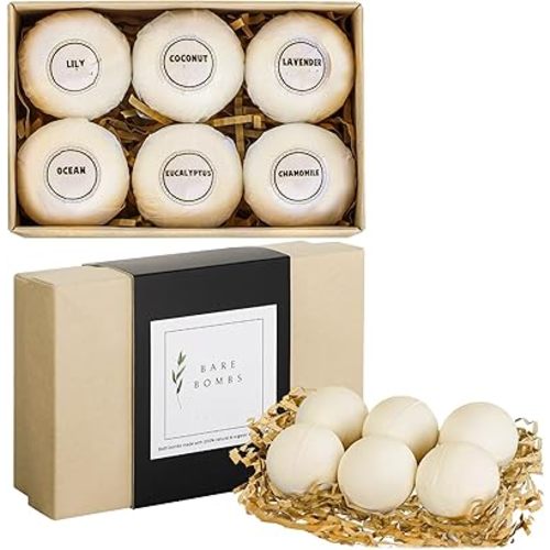 Natural & Organic Bath Bombs with a Variety of Essential Oils, Dye and Paraben Free, Vegan, at Home Spa, Set of 6 (60 gram)