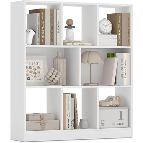 VASAGLE Custos Collection - Bookshelf, 3-Tier Bookcase, Book Shelf, Open Storage Shelf, 9.4 x 35.4 x 39.4 Inches, for Living Room, Home Office, Dining Room, Cloud White ULBC455W01
