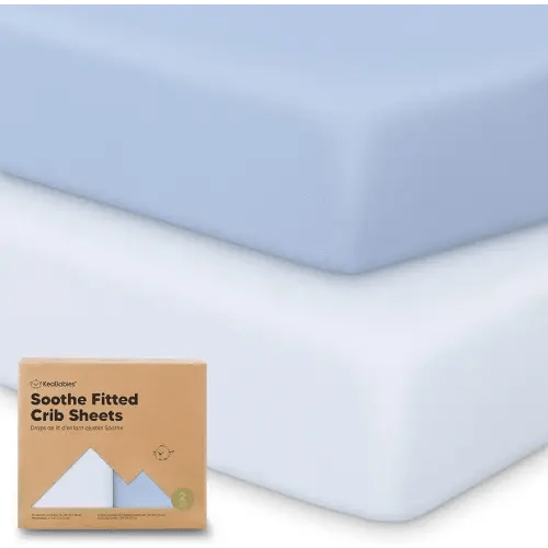 KeaBabies 2-Pack Organic Crib Sheets for Boys, Girls - 52x28 Fitted Crib Mattress Sheet Neutral, Breathable Jersey Cotton Cover for Baby Bed, Toddler Mattress, Soft & Cute Prints (Blue Flax)