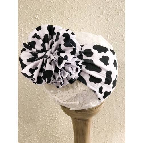 Cow Print Baby Girl Messy Bow Headwrap, Western Baby Girl Headband, Baby Shower Gift Messy Bow, Toddler Head Wrap with Big Bow, Rodeo