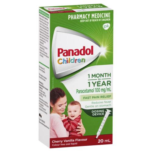 Panadol Children 1 Month – 1 Year Baby Drops with Dosing Device Fever and Pain Relief 20ml