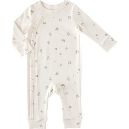 Baby Clover Print Organic Cotton Romper, 3-6M, Green