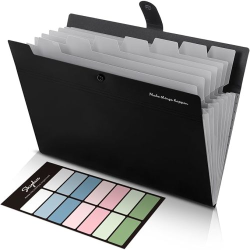 SKYDUE Expanding File Organizer with 8 Pockets, Accordion File Folders with Labels, Portable Document Paper Bill Receipt Organizer, Home College School Office Supplies, Letter Size, Blue