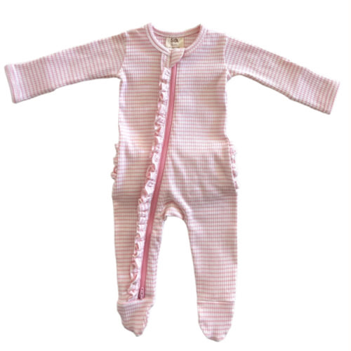 Pink Stripe / Organic Ribbed Frill Zip Footie – SpearmintLOVE