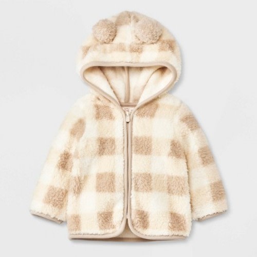 Baby Faux Fur Shearling Jacket - Cat & Jack™ Off-White, Size: 18M