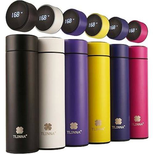 Insulated bottle,Coffee bottle,Tea Infuser Bottle,Smart Sports Water Bottle with LED Temperature Display,Double Wall Vacuum Insulated Water Bottle, Stay Hot for 24 Hrs,Cold for 24 Hrs (Black)