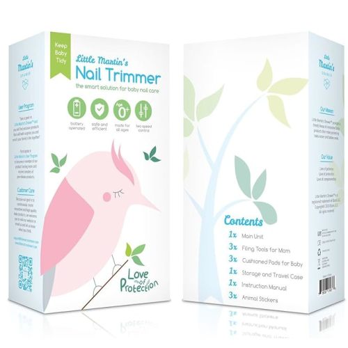 Little Martin’s Drawer Baby Nail Trimmer File with Light - Safe Electric Nail Clippers Kit for Newborn Infant Toddler Kids Toes and Fingernails - Care, Polish and Trim - Battery Operated (AA) - White