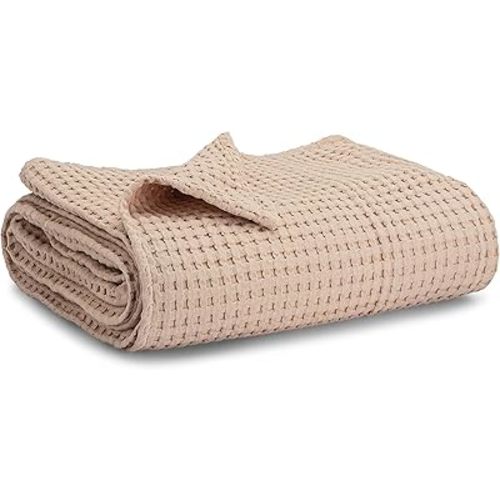 Comfy Cubs Waffle Weave Baby Blanket - 40” x 40” Cotton Blanket with Textured Design - Lightweight Swaddle for Bed, Crib, Stroller, or Couch - Soft and Cozy Cover for Toddlers, Boys & Girls - Blush