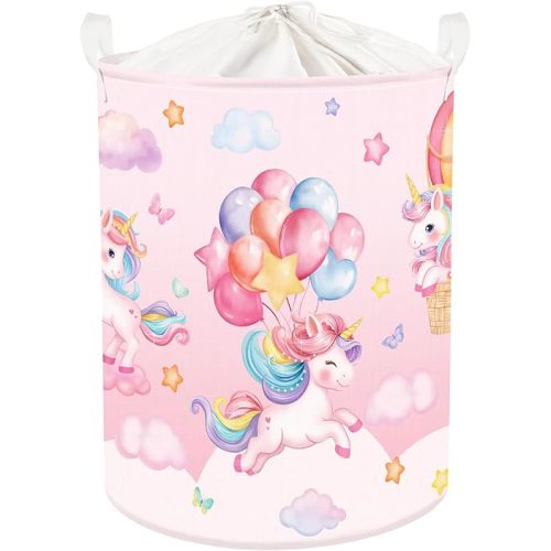Rainbow Animals Baby Laundry Hamper Collapsible Clothes Kids Storage Basket Large Girls Gift Toy Box Bin for Bedroom, Unicorn, 63L