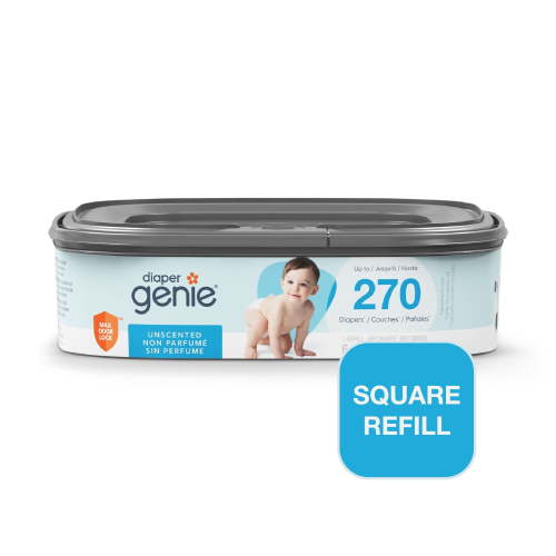 Diaper Genie Square Refill, Unscented, Holds up to 270 Newborn Diapers, 1 Pack
