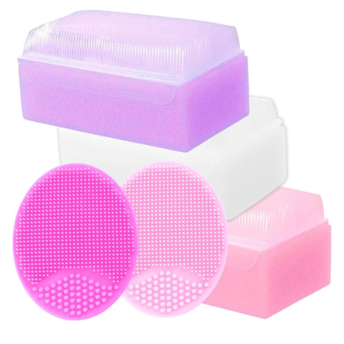 Amazon.com : Cradle Cap Brush for Babies - Baby Sponge for Bathing Newborn Bath Essentials | Cradle Cap Treatment - Baby Brush and Comb Set Newborn | Baby Bath Sponges for Newborns (5-Pack Pink) : Baby