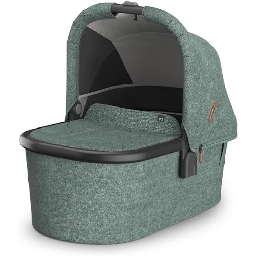 UPPAbaby Bassinet V3 - Compatible with Vista, Cruz, Ridge, Minu Strollers - Overnight Sleep Solution - Mattress, Sheet and Bug Shield Included - Gwen (Green Mélange/Carbon Frame)