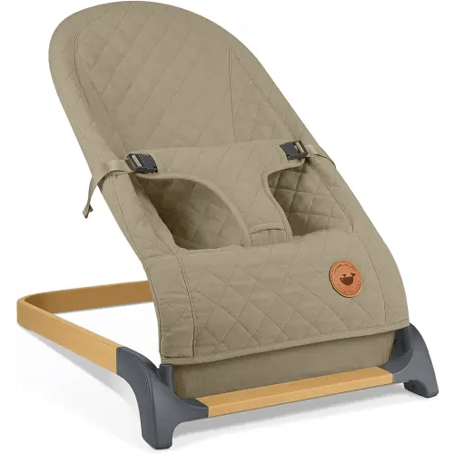 ANGELBLISS Baby Bouncer, Portable Bouncer Seat for Babies, Infants Bouncy Seat with Cotton Fabric, Natural Vibrations (Brown)
