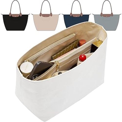 Doxo Upgraded longchamp Organizer Insert, Bag Organizer Insert for Long Champ Large and More, Ultra-light Waterproof DupontPaper le pliage Large Organizer, Keeps Tote Handbag Neat(White,L)