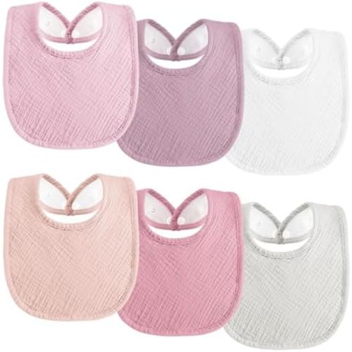 Muslin Baby Bibs 6-Pack Baby Drool Bandana Bibs for Baby Girls Boys Infant Newborn Toddler Drooling and Teething