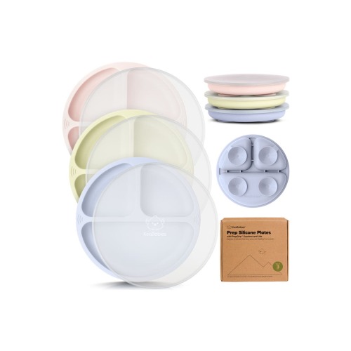 3-Pack Prep Silicone Suction Plates with Lids