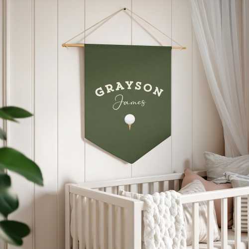 Personalized golf nursery decor wall art flag with name golf themed room