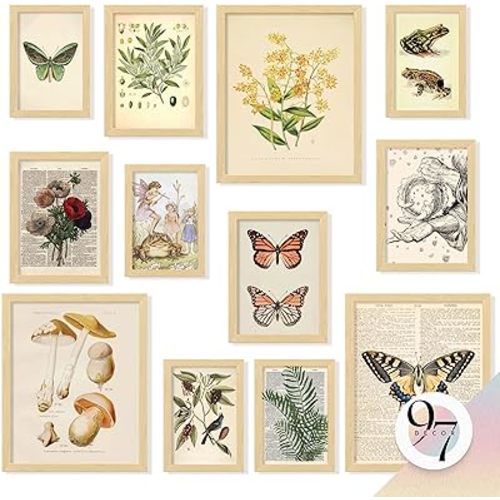 97 Decor Cottagecore Wall Decor - Vintage Fairycore Decor, Boho Fairy Room Decor Fantasy Prints, Nature Earthy Posters For Room Aesthetic, Mushroom Cottage Core Wall Art For Dorm Bedroom (unframed)