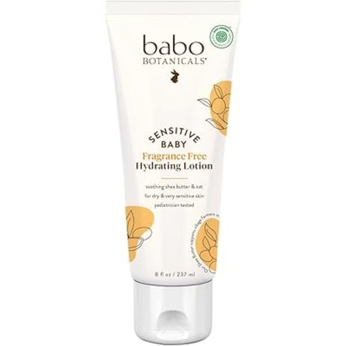 BABO Botanicals Sensitive Baby Fragrance-Free Daily Hydrating Baby Lotion - Shea Butter & Jojoba Oil - for Body & face - for Babies, Kids & Adults with Sensitive Skin - EWG Verified - Vegan