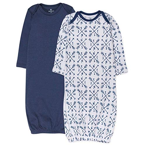 HonestBaby 2-Pack Sleeper Gowns Layette Sets 100% Organic Cotton for Newborn Baby Boys, Girls, Unisex
