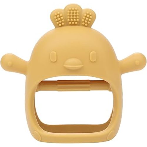 AIXMEET Baby Teething Toys,Silicone Baby Teether for Babies 0-6 Months, Mitten Teething Toy for Soothing Sore Gums, Never Drop Infant Hand Teether,Baby Chew Toys for Sucking Needs,Yellow