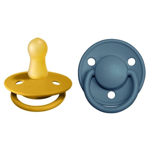 Bibs De Lux Latex Pacifier - 0-6m - Size 1 - 2pk - Mustard/Petrol