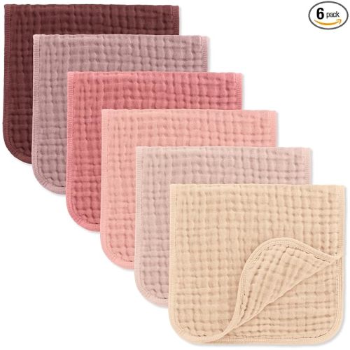 Comfy Cubs Muslin Burp Cloths 20" x 10", Pack of 6 - Large, 6-Layer, Ultra Absorbent 100% Cotton for Baby Drool and Messes - Soft, Safe & Gentle Baby Burp Cloths Set for Boys & Girls - Multi Girl